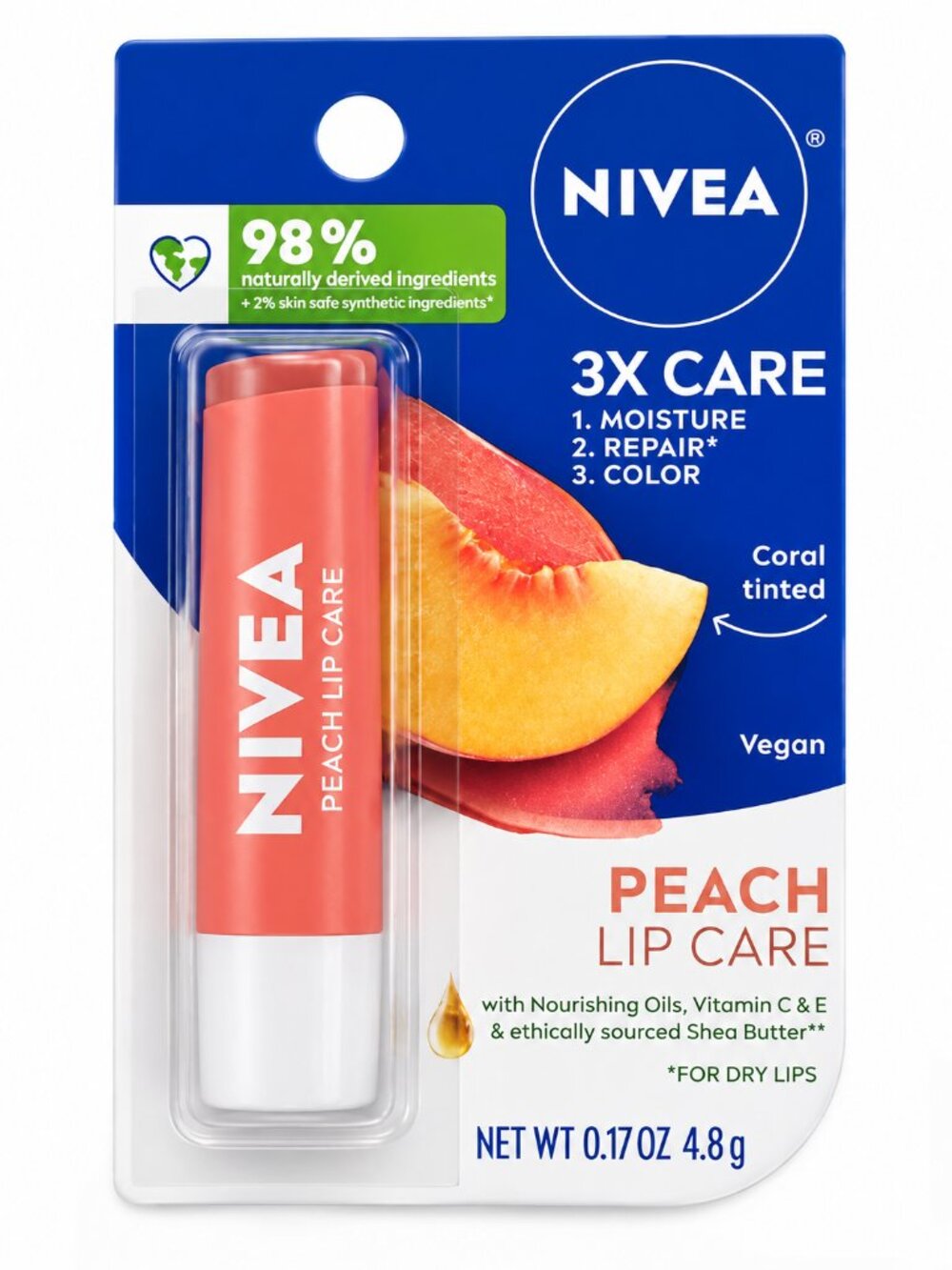 $3 Add-On When Bundled with $12+ Nivea Peach Lip Care